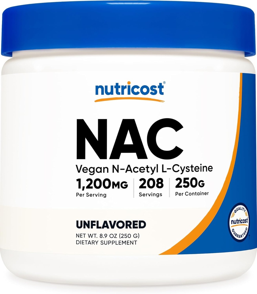 Nutricost N- Acetyl L- Cystein (NAC) Powder 250 Grams - Vegan NAC, Non- GMO, Gluten Free