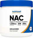Nutricost N- Acetyl L- Cystein (NAC) Powder 250 Grams - Vegan NAC, Non- GMO, Gluten Free