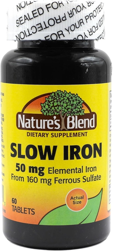 Nature's Blend Slow Iron 50 mg (160 mg) Compare to Slow Fe® 60 Tablets
