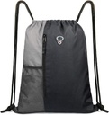 BeeGreem Grey Sport Bag Løbegang Backpack String Bag For mænd Gym rygsæk med vand flaske Mesh lommer og to lynlås lommer 16 "x 20"