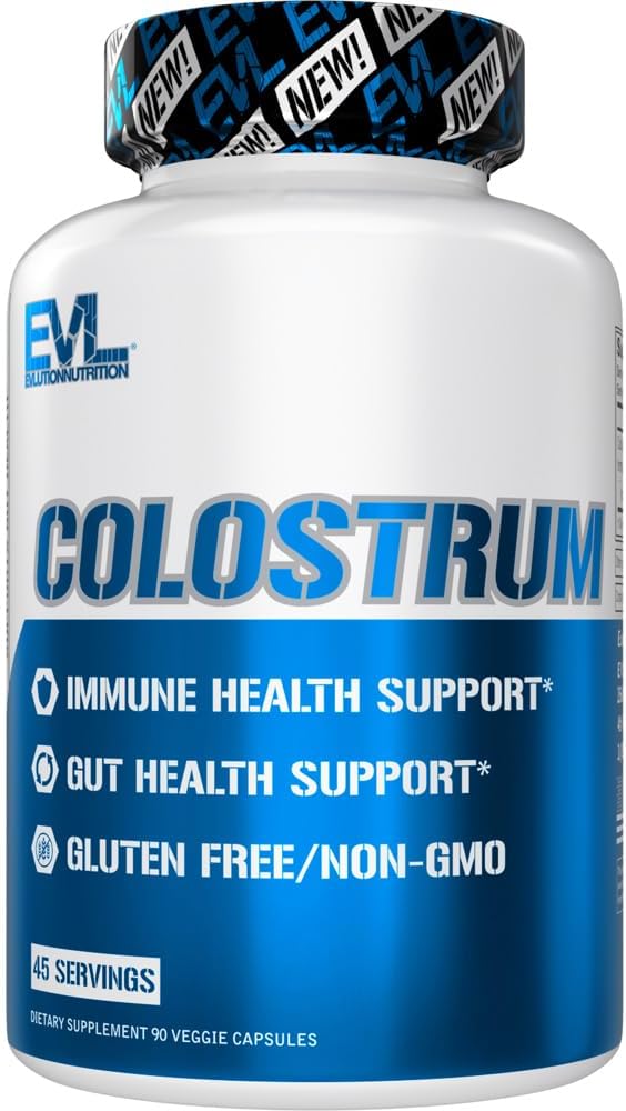 Evolution Nutrition Colostrum - immunforsvar - Gut Health Support - 1.000mg Colostrum Per Servering - Gluten Free & Non- GMO - Kosttilskud - 45 Servering - 90 Veggie kapsler