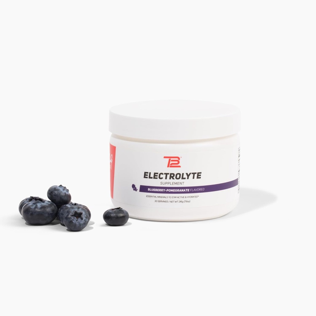 TB12 Electrolyte Powder Blåbær Pomegranat - Mineral- Rich Electrolyte Powder for Fast Hydration af Tom Brady - Natural, Low Sugar, Vegan, Gluten- Free, Let at blande - 30 Servering (1 Jar)