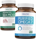 Irish Sea Moss & Omega 7 (3-måneders levering) Sea Omega Combo Bundle - Organic Irish Sea Moss - Raw Vegan Supplement (180 Caps) & Omega 7 Softgels - Provinal Sustainable Peruvian Anchovy Fish Oil -90 Caps