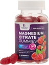 Magnesium Citrate Gummies Supplement - Høj Absorption, Vegansk Magnesium Gummies Supplement til voksne & Børn, Magnesio Citrate Gummies Kosttilskud til muskel, nerve, ben og hjerte - 60 Gummies