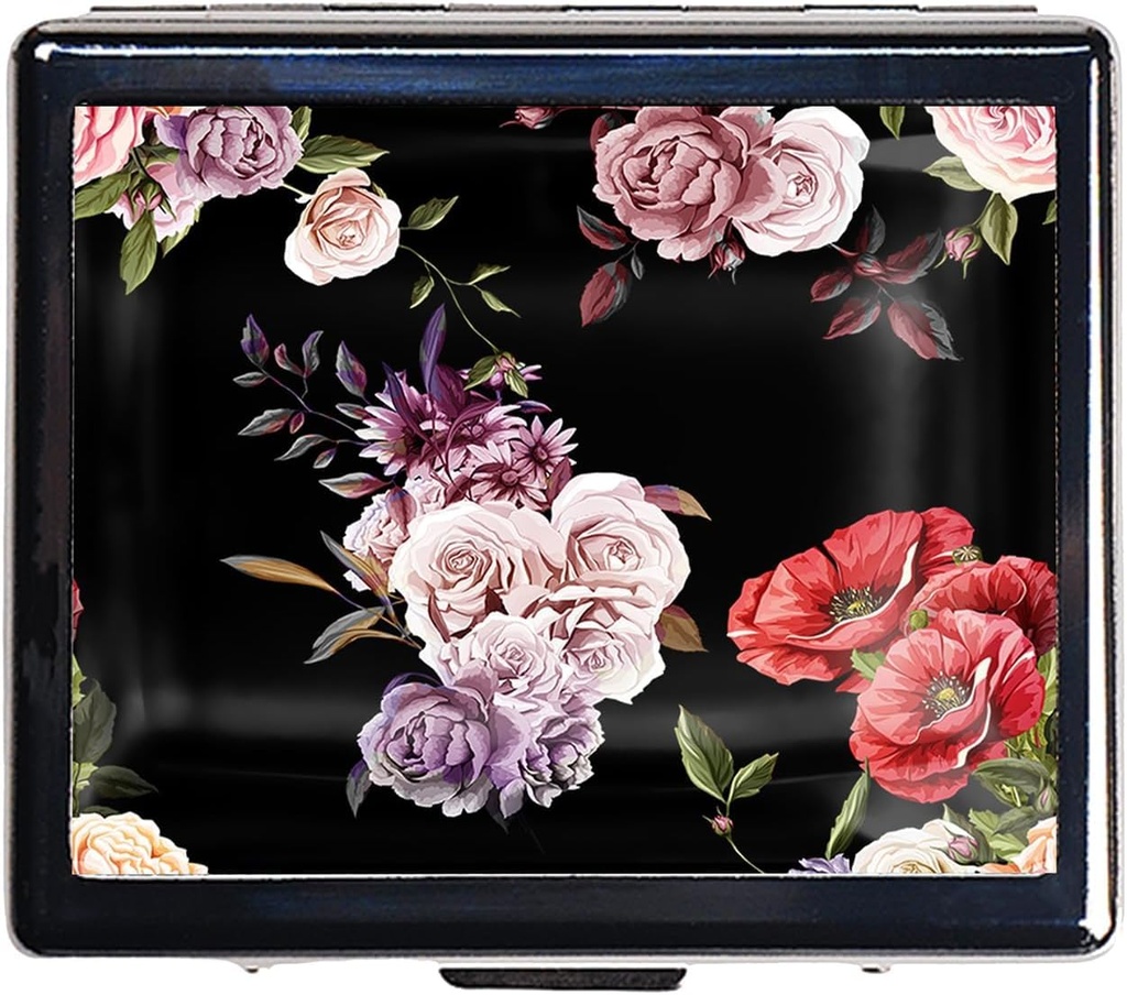 7 dage forkromet skinnende sølv pill Organizer med spejl indeni har 8 separate afdelinger rektangel 7 dage pill boks pill sag (Poppy og roser)