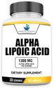 American Standard Kosttilskud Alpha Lipoic Acid 1300mg Per Servering - Vegan, Gluten Free, Non- GMO, 60 Kapsler, 30 Servere