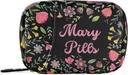 Custom Pill Box 7 Dag Pill Case Bag Floral Blomster Personaliseret Navn Rejse Pill Organizer Bag med lynlås Portable ugentlige sag Kompakt størrelse for Vitamin Supplement Holder
