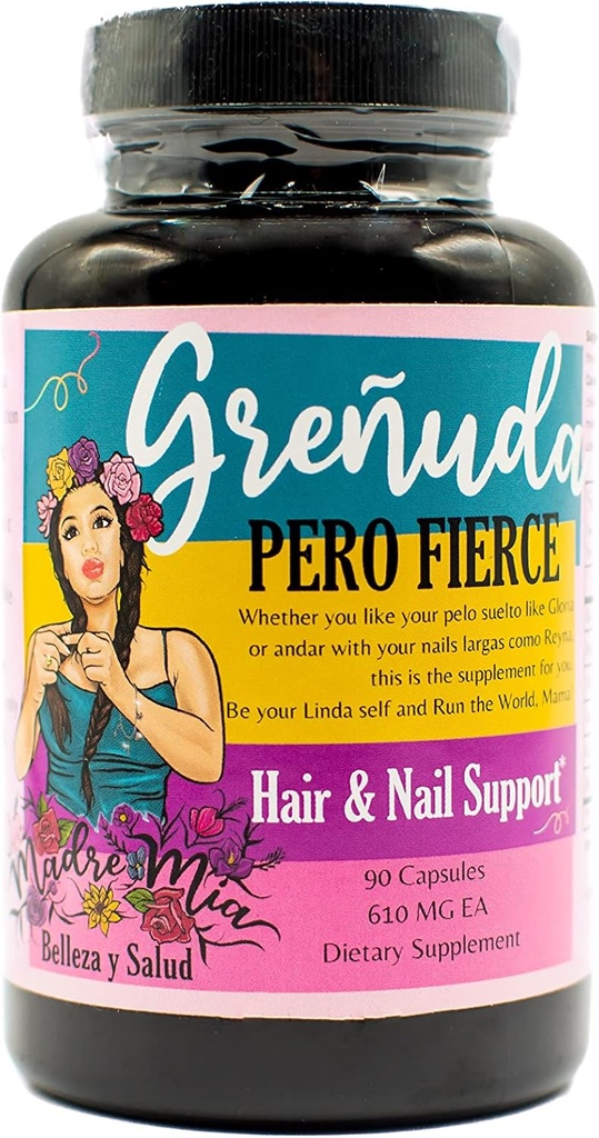 Grenuda Pero Fierce - hår- og neglestøtte - Burdock Root, Horsetail, Stinging Nettle, Ginko Leaf, Biotin - 30 dages levering 90 kapsler, 650MG hver