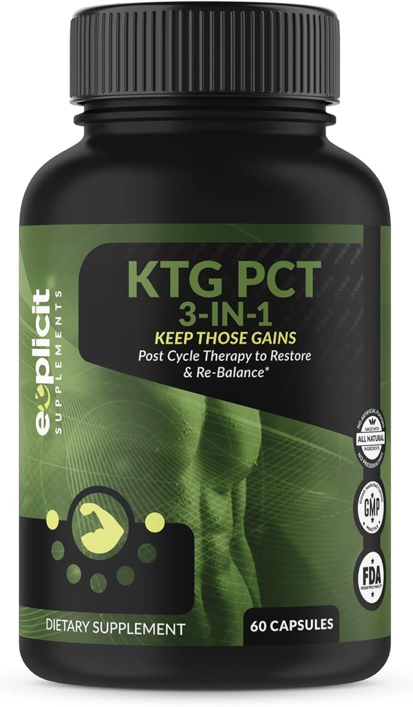 eXplicit Supplements Keep Those Gains PCT 3-in-1 - Post Cycle Therapy - 60 Capsules