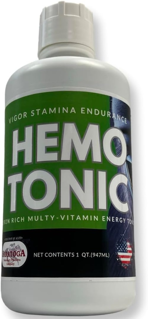 Hemotonic - Iron Rich Multi- Vitamin Energy Tonic Power Packed Blood Builder & Energy Revitalizer til heste af Saratoga Veterinary Product (1 Qt)