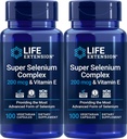 Life Extension Super Selenium Complex 200 mcg & Vitamin E, 100 Veg Caps (Pack of 2)