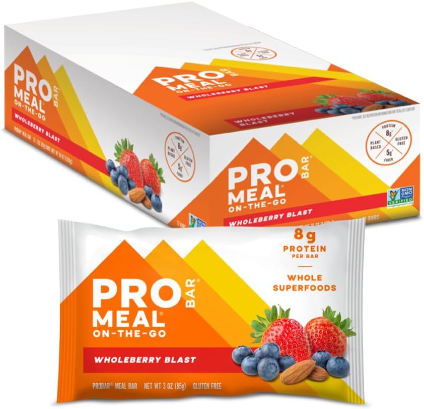 PROBAR - MEAL Bar, Wholeberry Blast, Non- GMO, Gluten- Free, Sund, Plant- baseret, Whole- Food Ingredients, Natural Energy (12 Tæl)