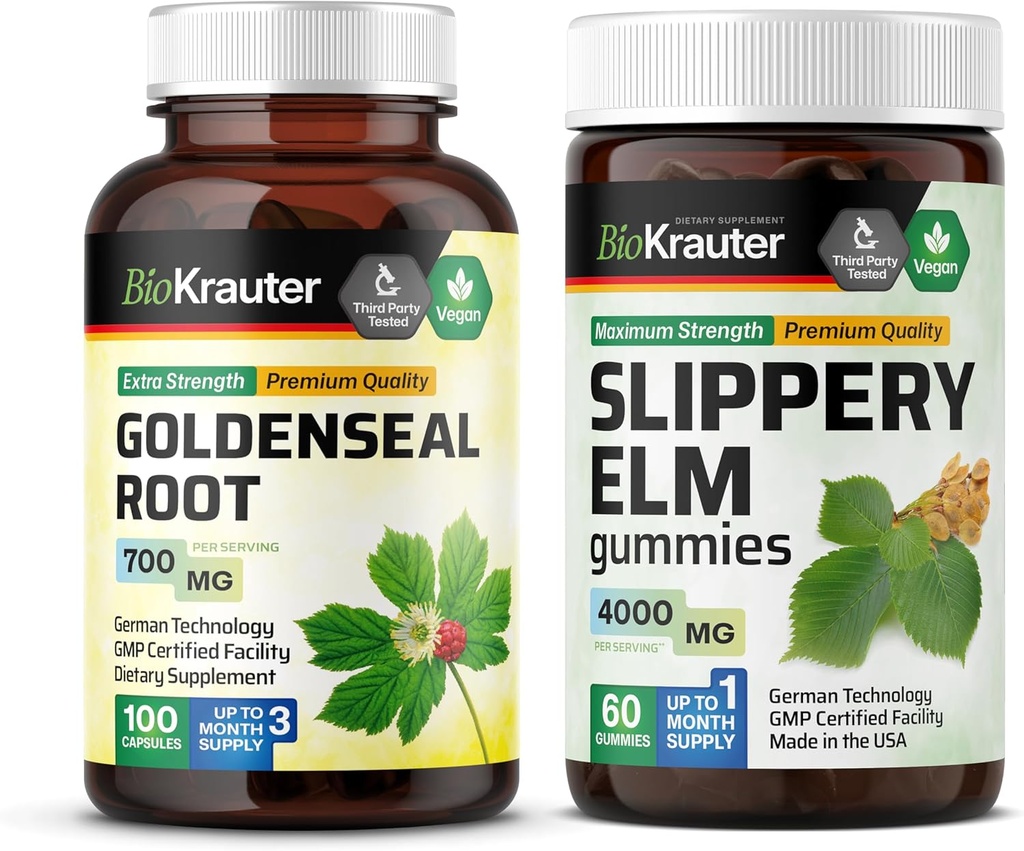 BIO KRAUTER Goldenseal 100 Kapsler & Slippery Elm 60 Gummies