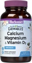 Bluebonnet Nutrition Calcium Magnesium Plus D3- vitamin Earthsweet, Knoglehelbred & Muskelafslapning, Soy- Free, Gluten- Free, Kosher Certified, Dairy- Free, 90 Vanilje Tyggetabletter
