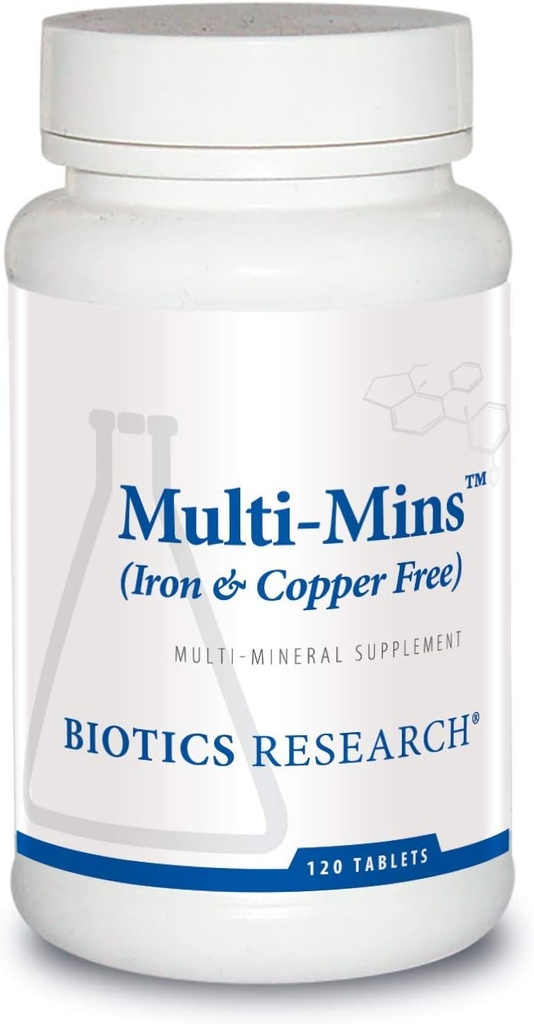 Bioteknologi Forskning Multi Mins Jern og kobber fri Multi Mineral Complex, Balanceret kilde til mineralsk chelater og hele fødevarer, Phytochemical Bound Trace Minerals, Nemt Absorberet. 120 tabletter
