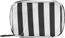 Pfrewn Pill Organizer sag Sort og hvid stribet rejse pill boks med lynlås 7 dag Portable små ugentlige Vitamin Medicin Supplement Holder Pouch taske til kvinder Mænd