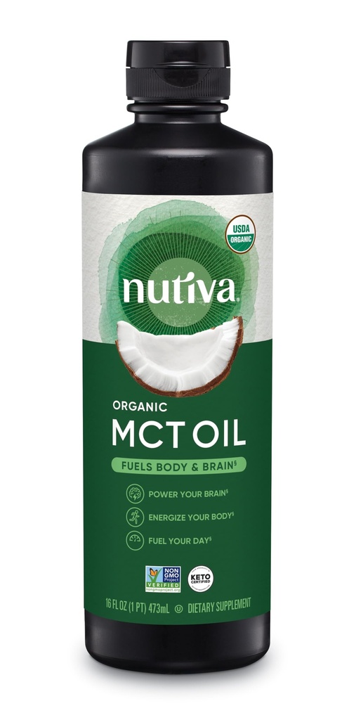 Nutiva Organic MCT Olie, Kosher, Keto Friendly, USDA Certified Organic, Non-GMO, 16 Fluid Ounce (pakke med 1)