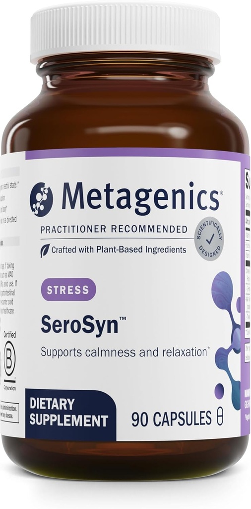 Metagenics SeroSyn - L- Theanine Supplement - Understøtter en følelse af restindighed * - 5 - HTP supplement - Non-GMO & Gluten- Free - 90 kapsler