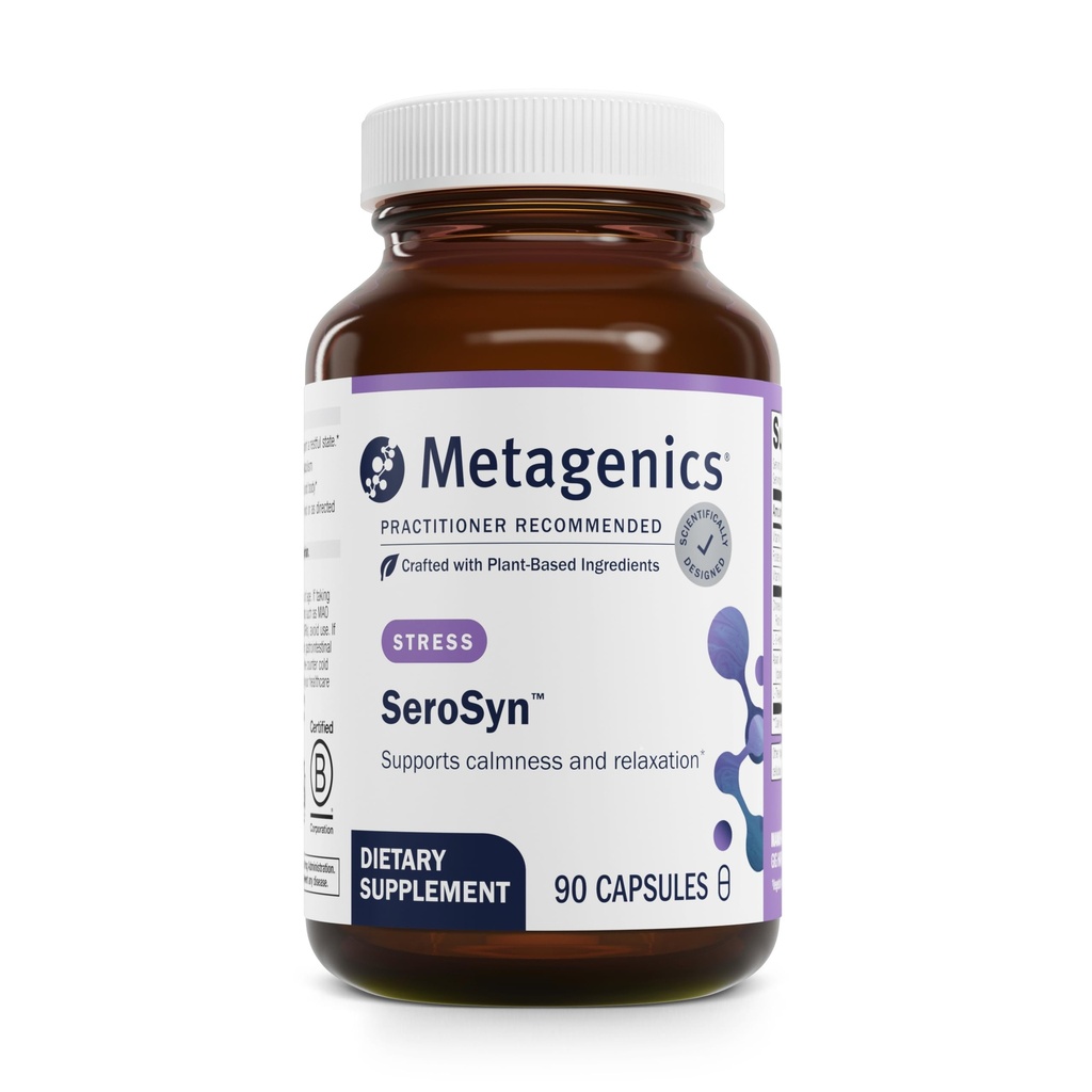 Metagenics SeroSyn - L- Theanine Supplement - Understøtter en følelse af restindighed * - 5 - HTP supplement - Non-GMO & Gluten- Free - 90 kapsler