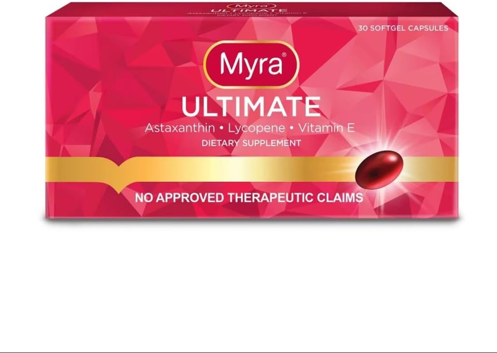Myra Utimate med Astaxanthin, Lycopene og E-vitamin, 30 Softgel kapsler