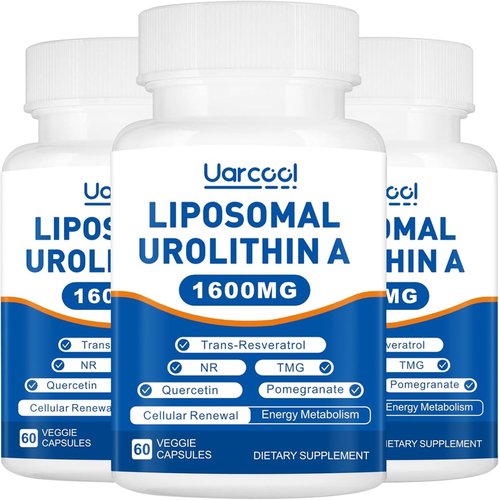 Urolithin A Supplement 1600mg Promote Muscle Strength and Energy Production, TMG for Sund Homocysteine Levels and Nicotinamid riboside NAD + Boost for Longevity - 60 Softgels (3 flasker)