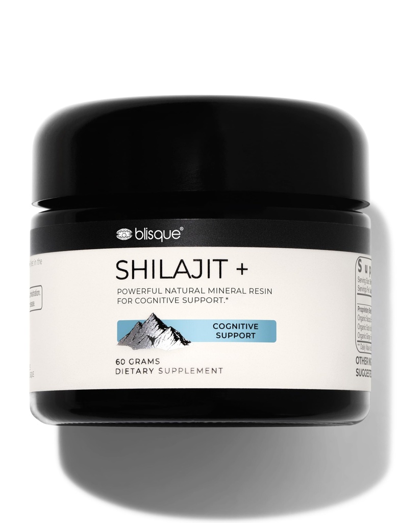 Blisque - Pure Himalayan Organic Shilajit Resin Supplement 124; for Kognitiv Support; 124; med Organic Bacopa og Gotu Kola Buddy 124; Autentiske og naturlige Buddy 124; 60 Bedste