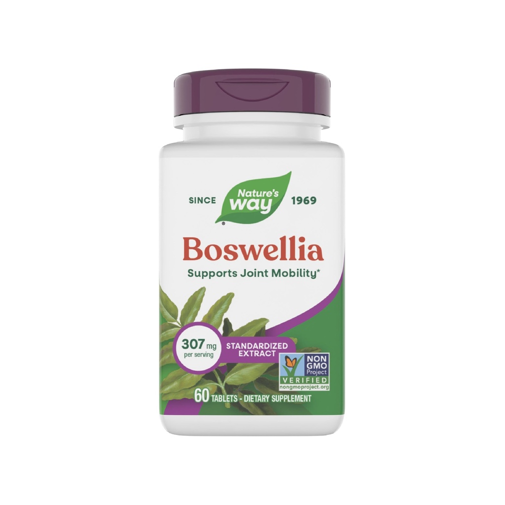 Nature 's Way Boswellia Premium Extract, Understøtter fælles mobilitet *, 307 mg Boswellia serrata Extract per Serving, Frankincense Supplement, Gluten Free & Vegan - 60 tabletter (Packaging May Vary)
