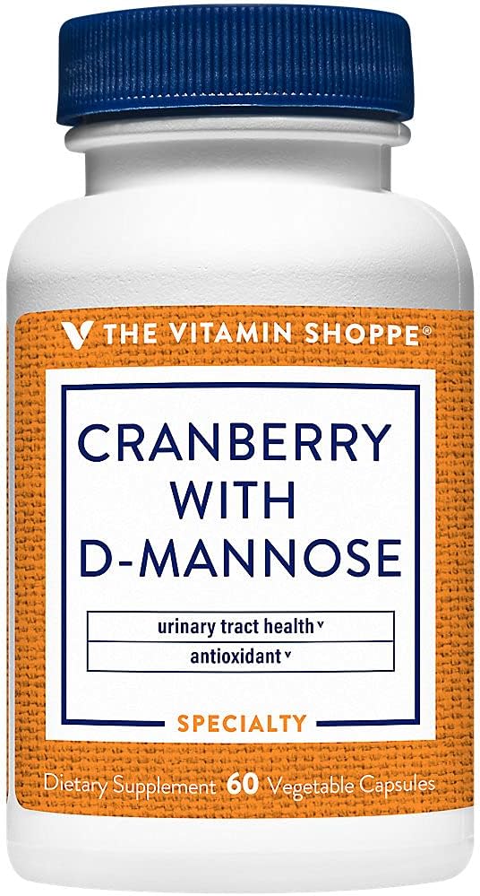 Den Vitamin Shoppe Tranebær med D- Mannose, Urinære Tract & Bstige Sundhed, Antioxidant med 60mg C-vitamin med Cranrich (Tranebær koncentrat) (60 Veggie Kapsler)