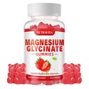 Magnesium Glycinat Gummies 1000mg med Magnesium L- Threonat, Chelated Magnesium Kalium Complex tillæg med VitD, B6, CoQ10, Calcium, Understøtninger til hukommelse, rolig, Mood - 90 Gummies Jordbær