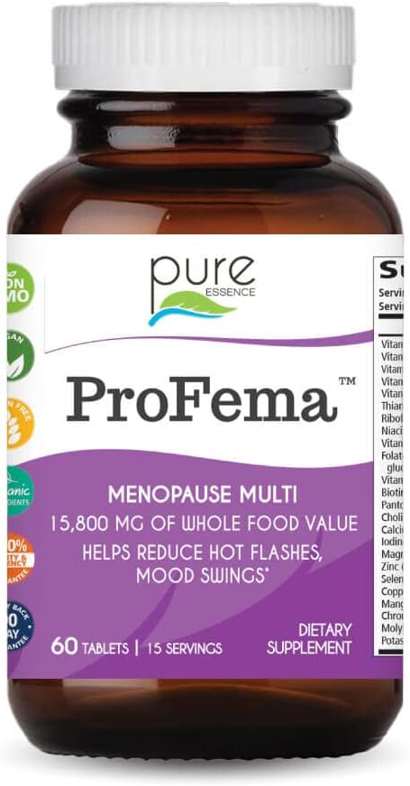 Pure Essence Labs ProFema - Multivitamin for kvinder - Natural overgangsalder Relief supplement - fremmer Hormonbalance, Reducerer Hot Flush, Mood Swings, Night Sweats (60 kapsler)
