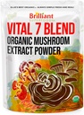 Ellie 's Best 7 Mushroom Powder Blend Supplement - Organic Reishi, Lion' s Mane, Chaga, Tyrkiet Tail, Cordyceps, Maitake & Shiitake - Dobbelt Extracted - 16oz / 456...