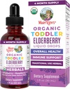 MaryRuth Organics Toddler Elderberry Syrup, USDA Organic Elderberry, Sukker Free Kids immunsupport supplement til alderen 1-3 År, Clean Label Project Verified ®, Vegan, Non- GMO, Gluten Free, 1 Fl Oz