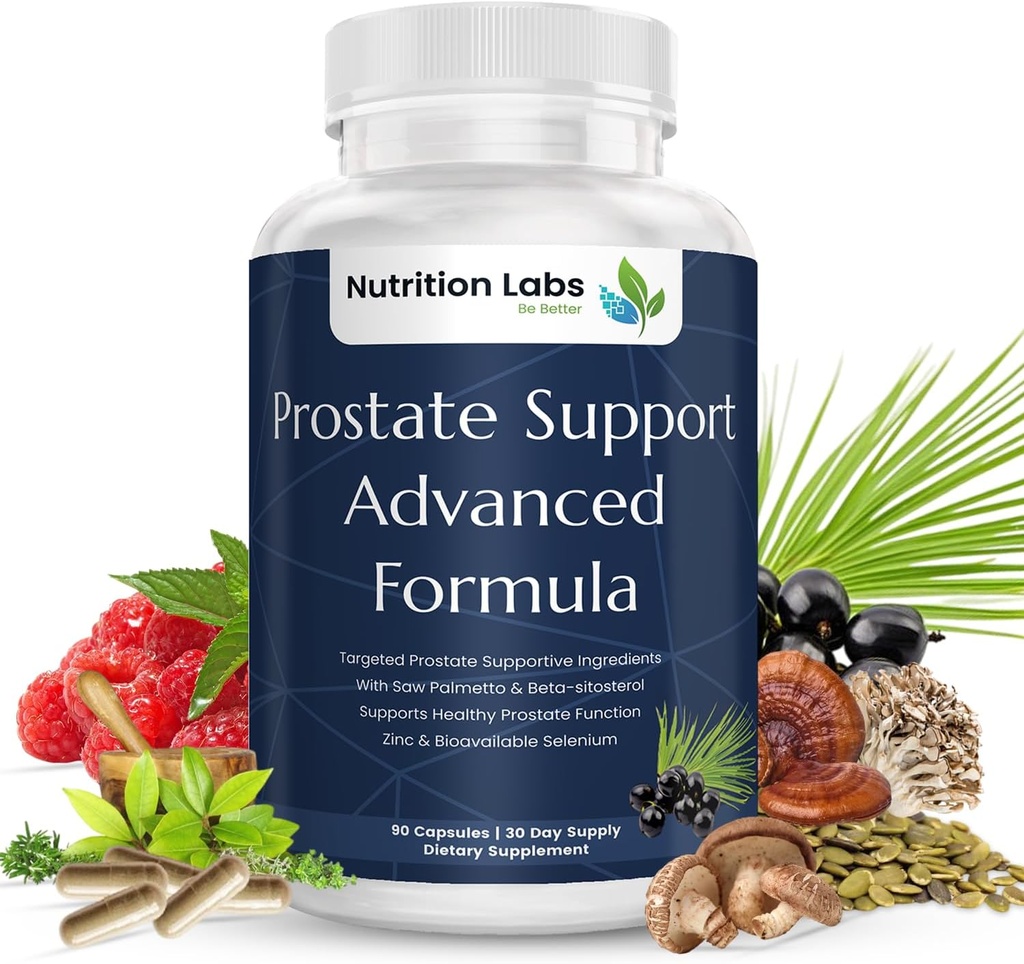 Prostate Health Support Herbal supplement til mænd med Beta sitosterol, Selen, Pygeum og Saw Palmetto Extract til Prostate Support og hyppig vandladning - 90 CT