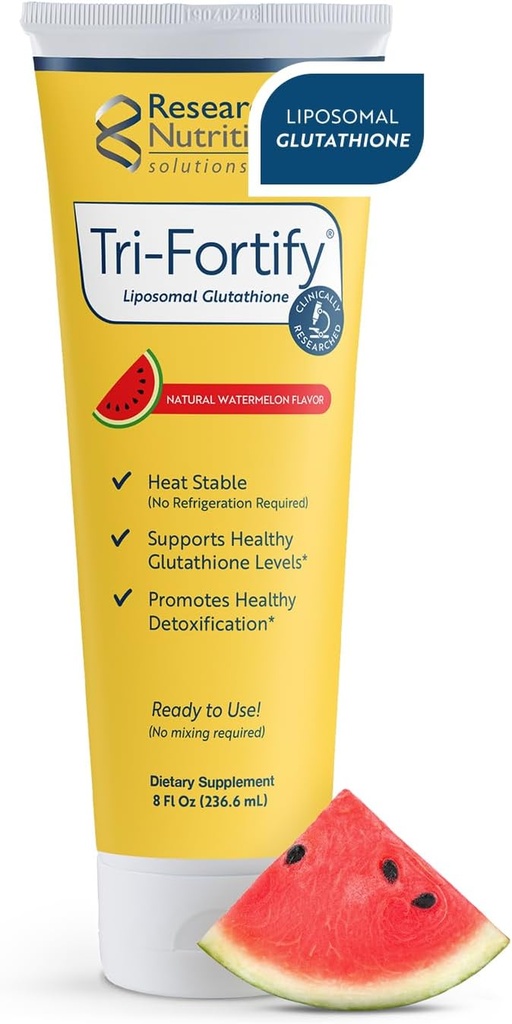Forsket Nutritonals Tri- Fortify Liposomal Glutathion Supplement Flydende Gel - Klinisk forskudt Detox & immunsystem support, Antioxidant - Superior Absorption - Watermelon, 8 Fl Oz
