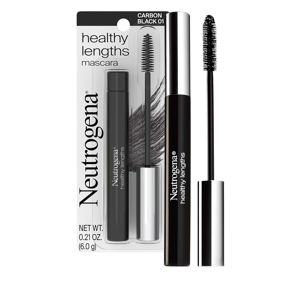 Neutrogena Sund Langths Mascara - med E-vitamin & Olivenolie, Lengering Formula udvider udseendet af dine Lass op til 100% uden klumpning, flagning eller Smudging, Carbon Black 0,21 oz