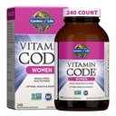 Livets Multivitamin til Kvinder, Vitamin Code Kvinder Multi - Hel mad Kvinder Multi Vitamin, Jern, Folate ikke Folinsyre, Vitamin A og Probiotika til Kvinder Energi, 240 Vegetariske Kapsler