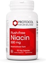 Protocol Niacin 500mg - Inositol Hexanicotinat - No Flush Niacin - Vitamin B3 - Energy & Metabolisme Support * - Vegan & Kosher - 90 Veg Caps