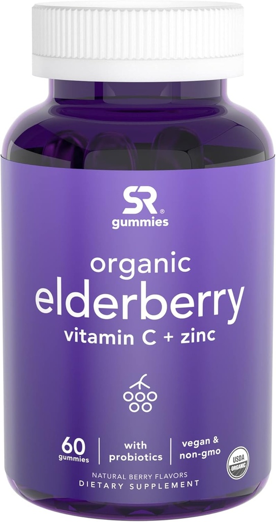 Elderberry Gummies Koncentrat (65: 1) med C-vitamin, Zink & Probiotika til immunsupport & Gut Health