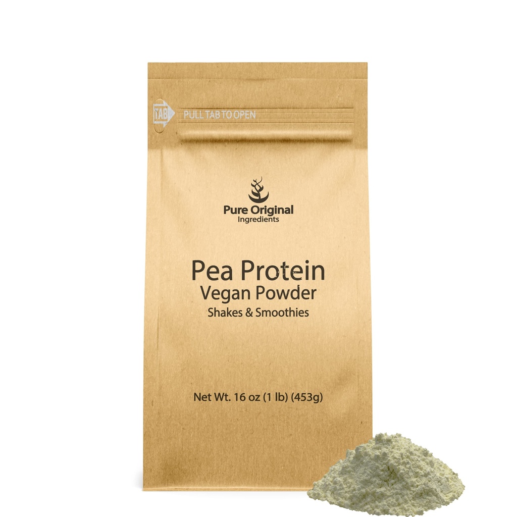 PURE ORIGINALSKE INGREDIENSER Pea Vegan Protein Powder (1 LB) Gluten Free, from Yellow Peas