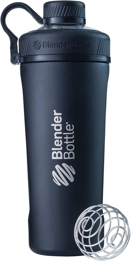 Blenderflaske Radian Shaker Cup Isoleret rustfrit stål vandflaske med wire whisk, 26-Ounce, Matte Black