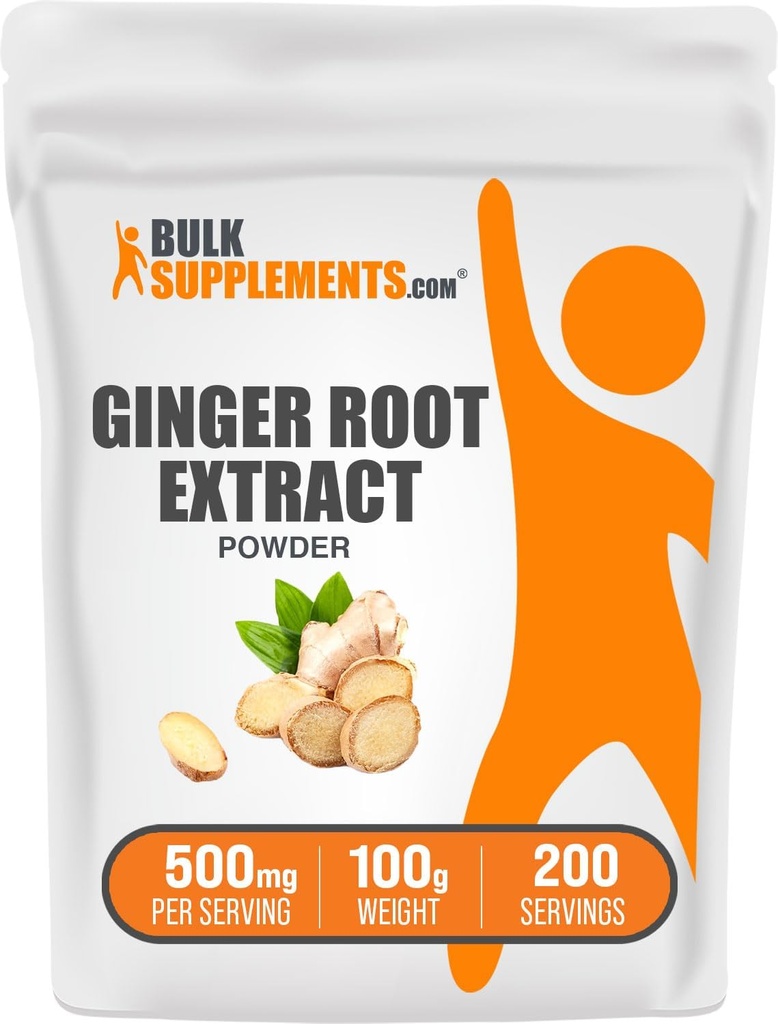 BulkSupplements.com Ginger Root Extract Powder - Ginger Supplement, Ginger Root Powder - Herbal Supplement, Gluten Free, 500mg per Serving, 100g (3,5 oz) (Pack of 1)