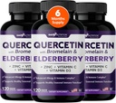 Gade Nutrition Quercetin med Bromelain & Elderberry- 124; Quercetin med C-vitamin og Zink- 124; Zink- Quercetin 500mg med D3- vitamin 124; Daglig immunsupporttillæg - 6 Måneder Support