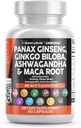 Clean Nutracatives Panax Ginseng Ginkgo Biloba Ashwagandha Maca Root - Focus Supplement piller til kvinder og mænd med Pine Bark Extract, hvidløg, og Saw Palmetto - 60 Caps
