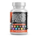 Clean Nutracatives Panax Ginseng Ginkgo Biloba Ashwagandha Maca Root - Focus Supplement piller til kvinder og mænd med Pine Bark Extract, hvidløg, og Saw Palmetto - 60 Caps