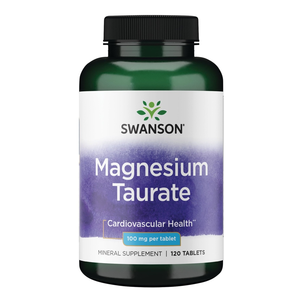 Swanson Magnesium Taurate - Mineral Supplement- Natural Magnesium & Taurine Formel (120 tabletter, 100 mg hver)