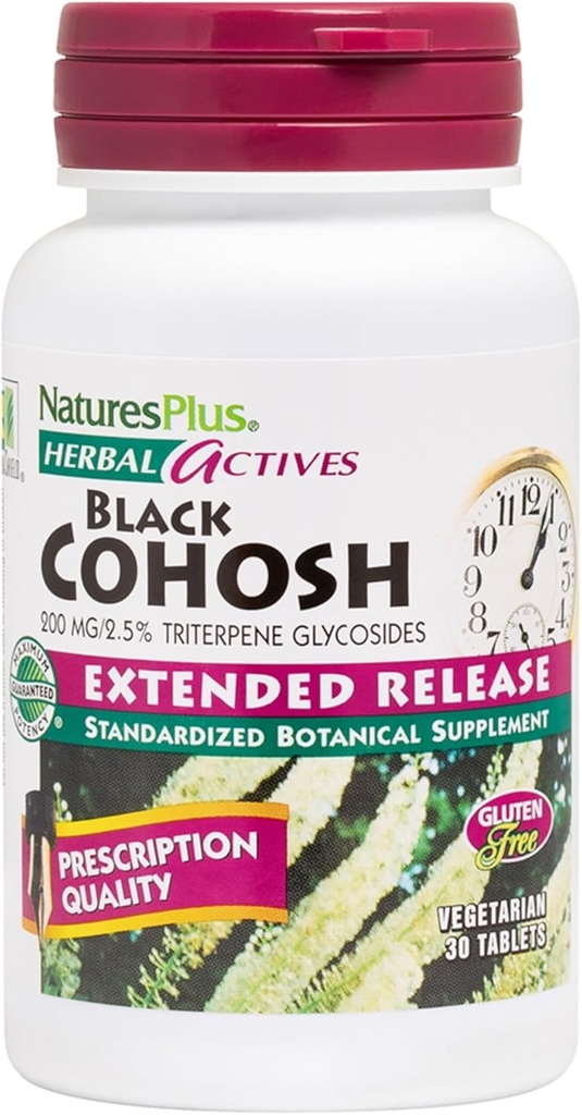 NaturesPlus Herbal Actives Black Cohosh - 30 tabletter - Nutritional Support for Well- At være under overgangsalderen - Vegetarisk, Gluten Free - 30 Servere