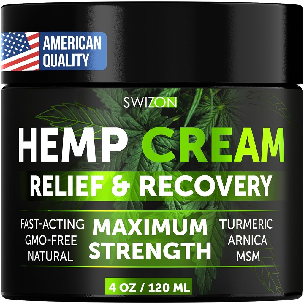 Naturlig Hamp Cream til Muskler, Joints, Neck, Ryg, Albuer - Hamp Oil Muscle Relaxer Cream til Soothe Discomfort - Hamp Oil Extract Gel med Arnica, Msm, Gurkemeje, Menthol Rub - 4 oz