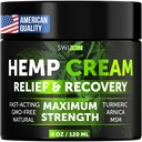 Naturlig Hamp Cream til Muskler, Joints, Neck, Ryg, Albuer - Hamp Oil Muscle Relaxer Cream til Soothe Discomfort - Hamp Oil Extract Gel med Arnica, Msm, Gurkemeje, Menthol Rub - 4 oz