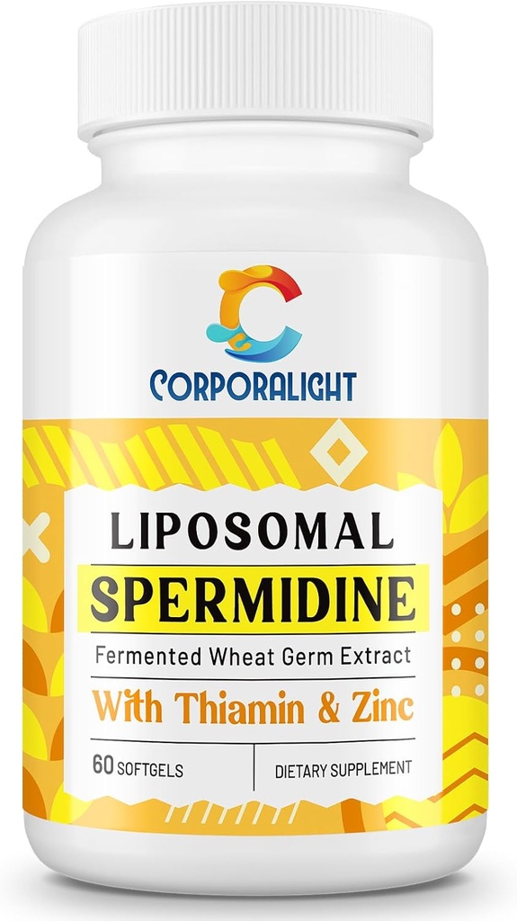 30mg Spermidin Supplement for mænd og kvinder, Høj Absorption, Mere Potent end Spermidine 3HCL - for cellulær fornyelse, Longevity & Kognitiv, Gæret Hvede Germ Extract, Pure & Natural, 60 Softgels