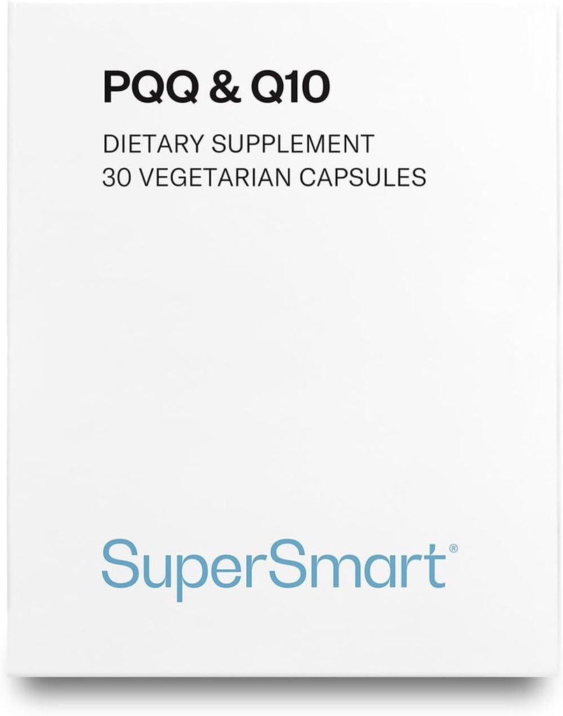 Supersmart - PQQ & Q10 (CoQ10) - Kraftfuld antioxidant Bruges til at beskytte Mitokondrier Op til 20% for Aging Cells Mea124; Non- GMO & Gluten Free - 30 vegetariske kapsler